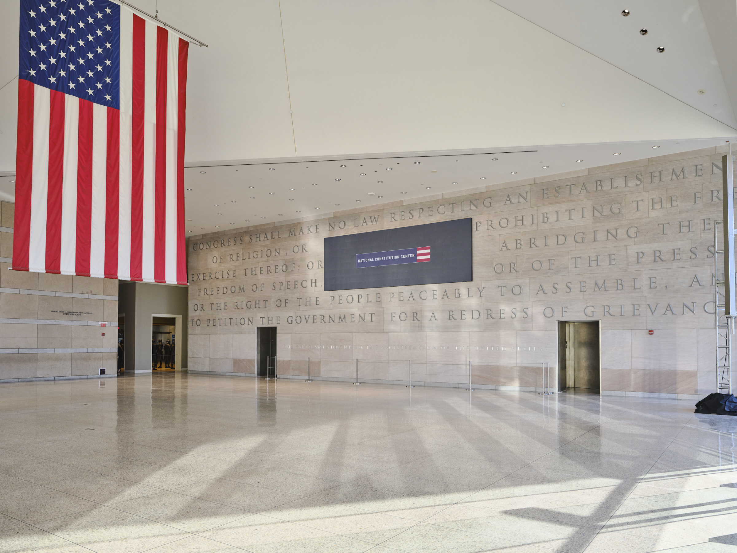 A First Amendment inscription displayed at a public monument or exhibit.