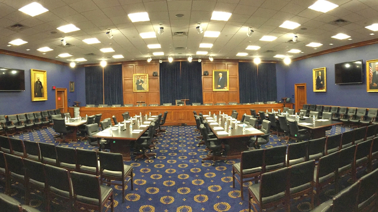 A House appropriations hearing room on Capitol Hill, where funding and oversight can shape the Smithsonian