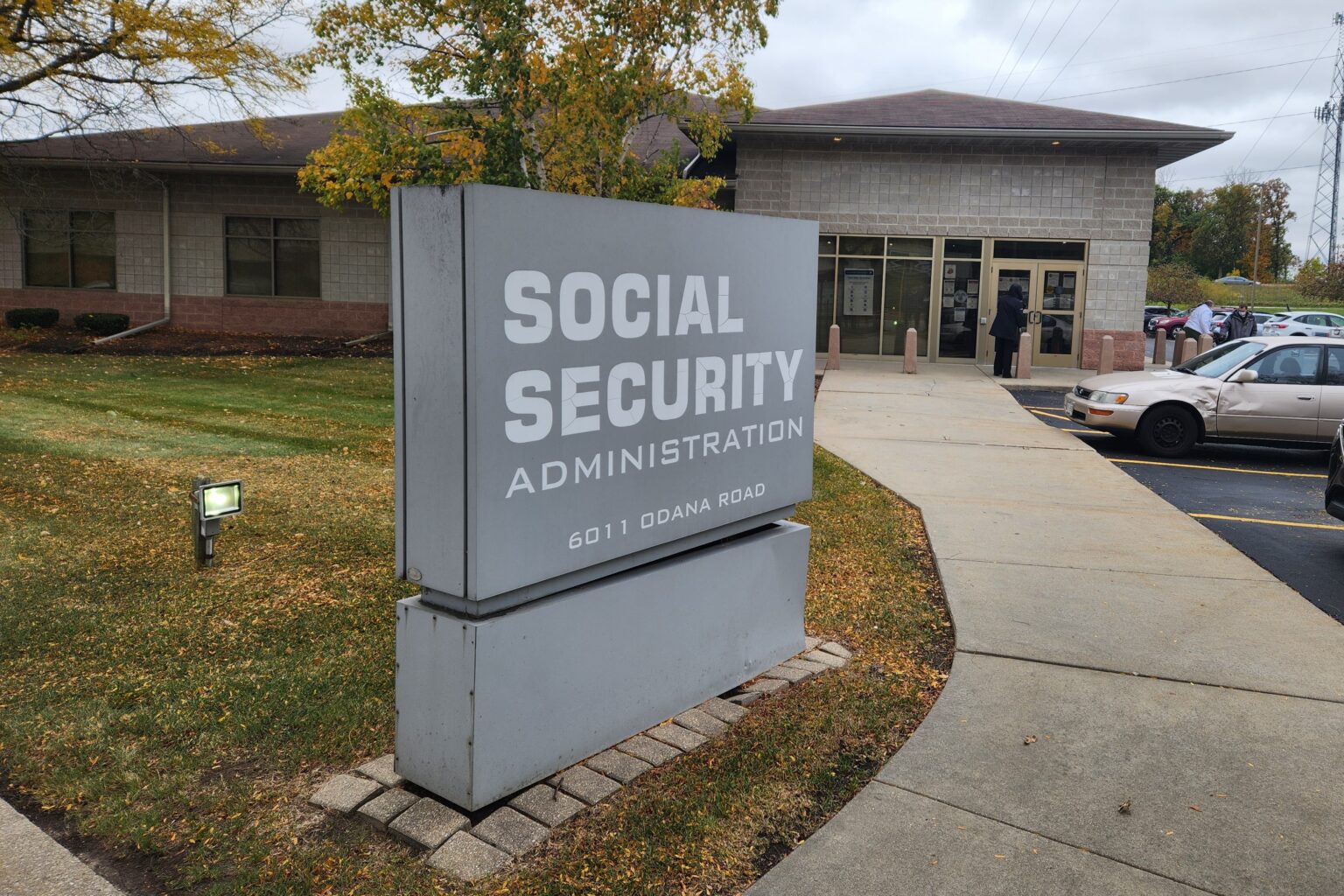 A Social Security Administration field office sign outside a local SSA office in the United States