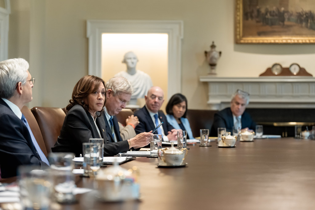 A United States Cabinet meeting with senior executive branch officials seated around a long conference table