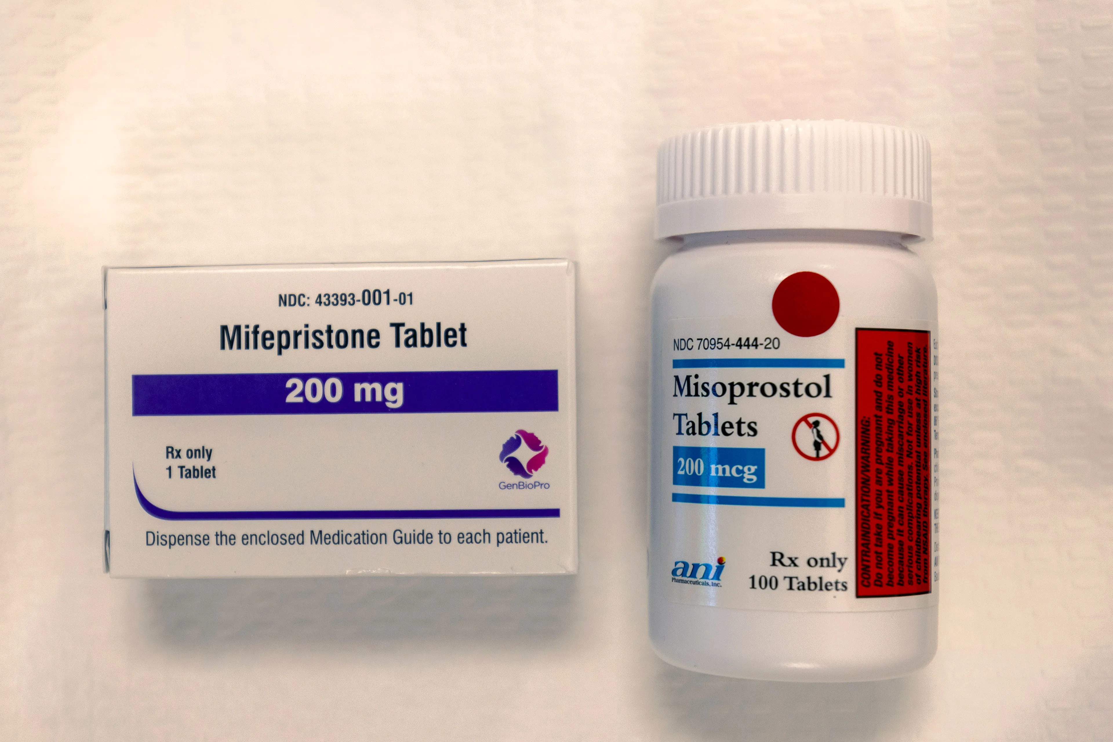 A box containing mifepristone and misoprostol tablets