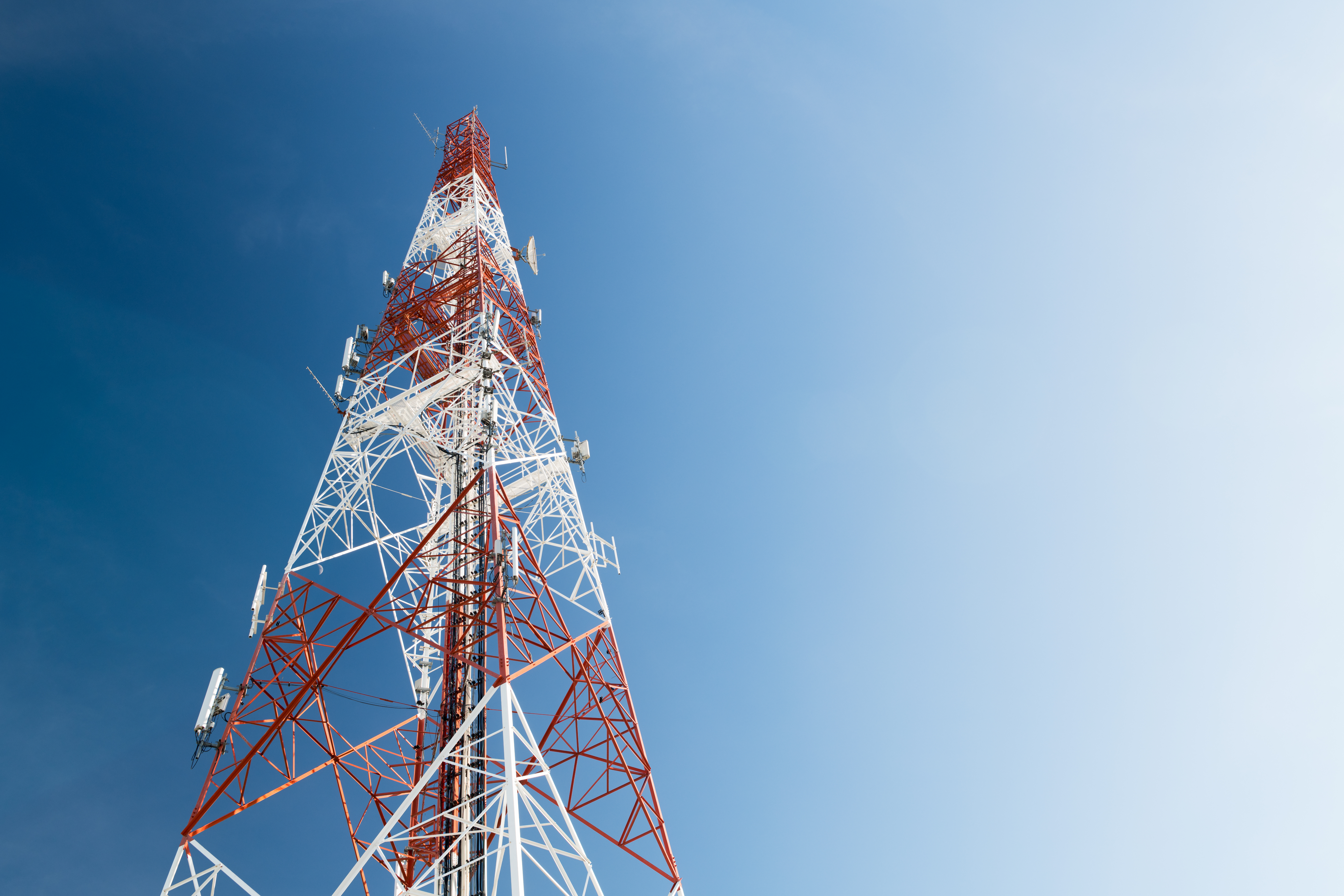 A broadcast tower associated with a local television station, photographed outdoors