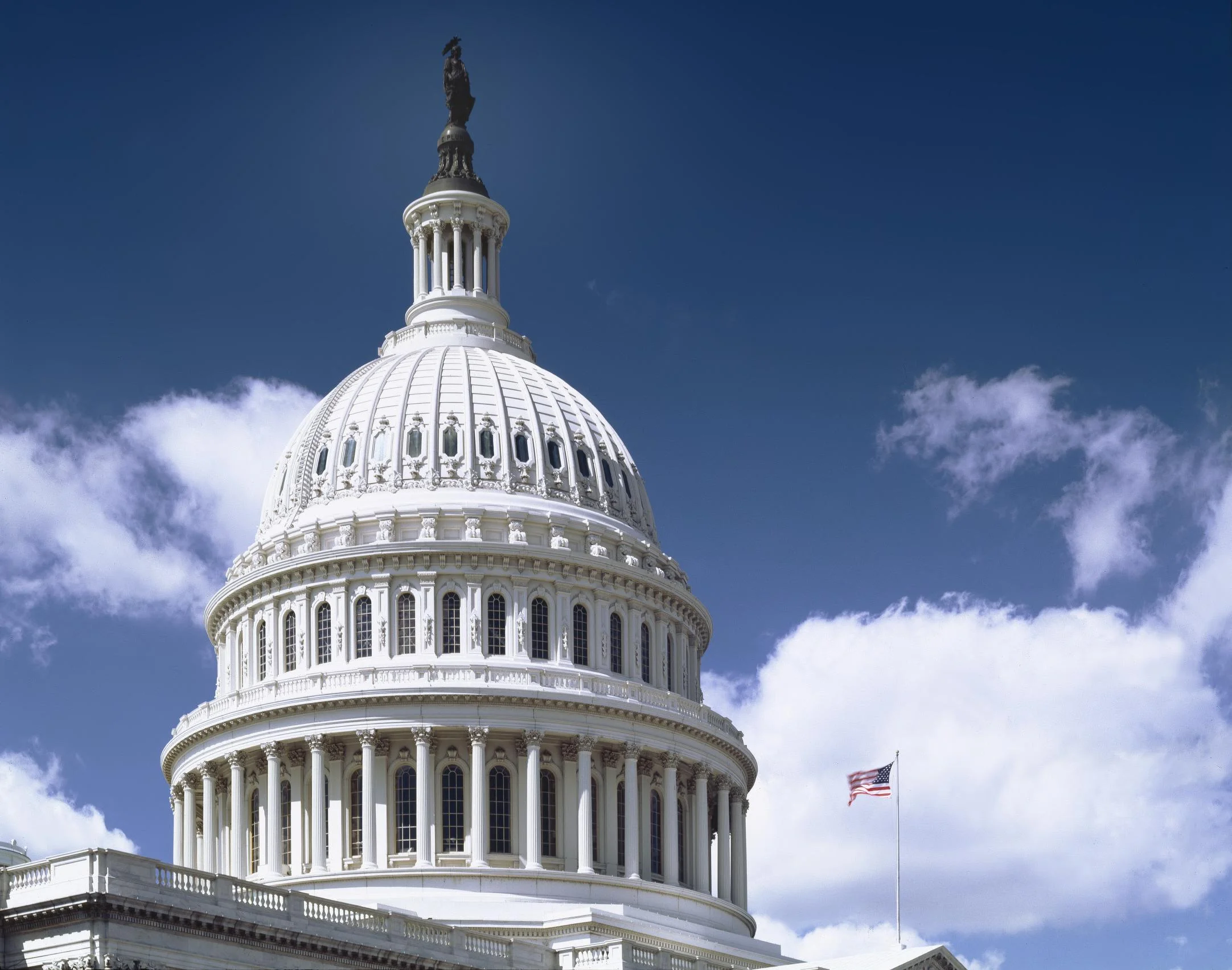 A close view of the U.S. Capitol dome.