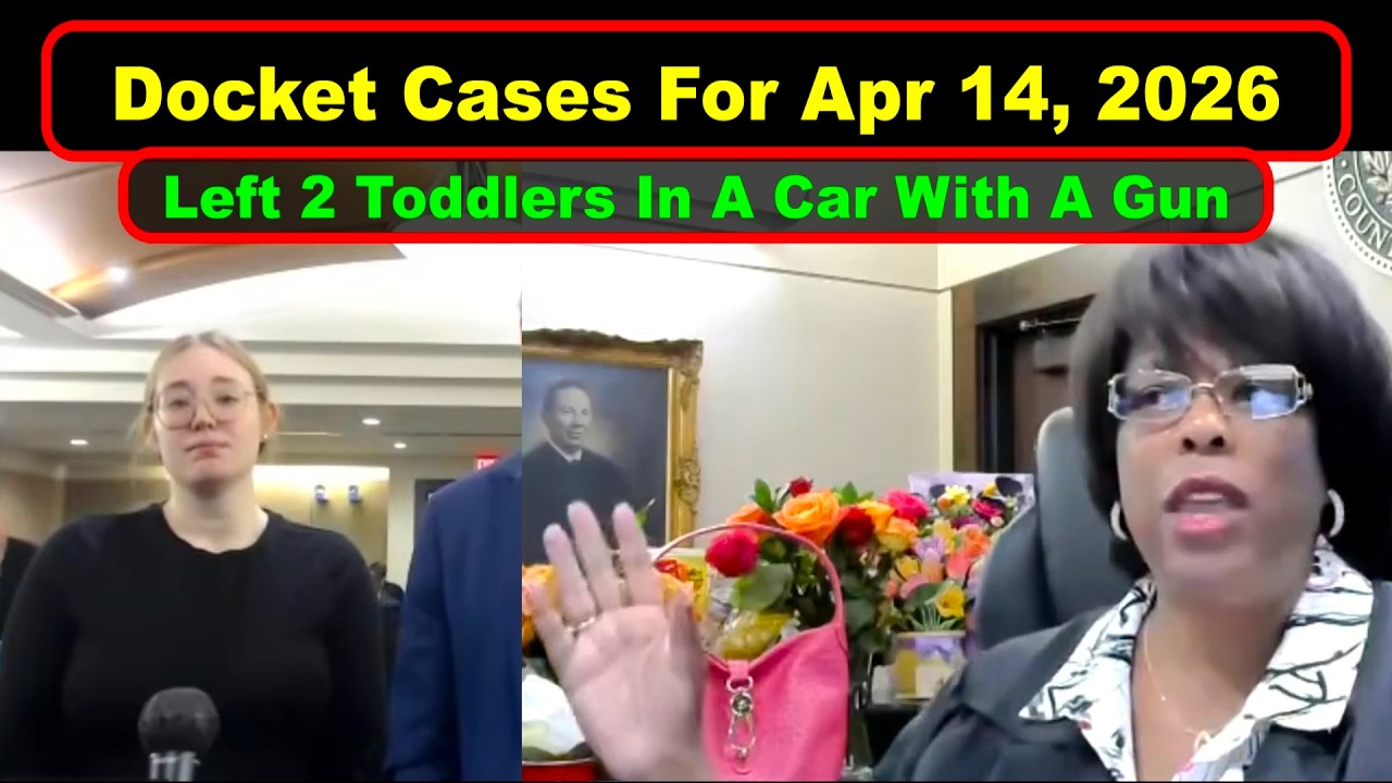 A courthouse hallway with a posted daily docket board in the background and people walking past in formal attire, candid legal photography style