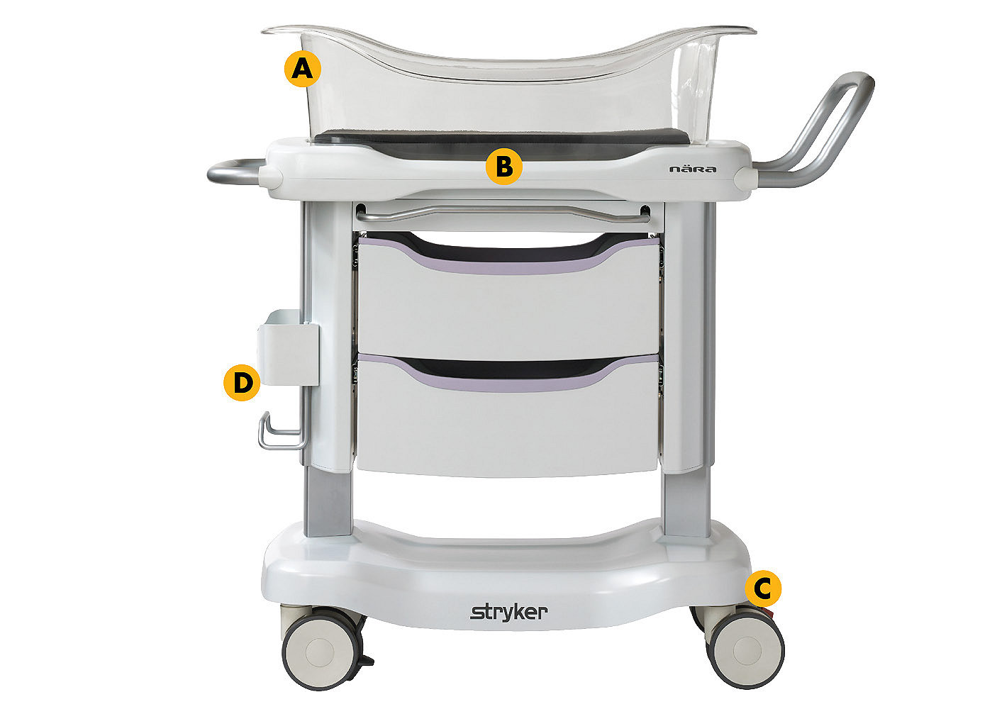 A newborn baby sleeping in a clear hospital bassinet in a U.S. maternity ward, candid news photography style