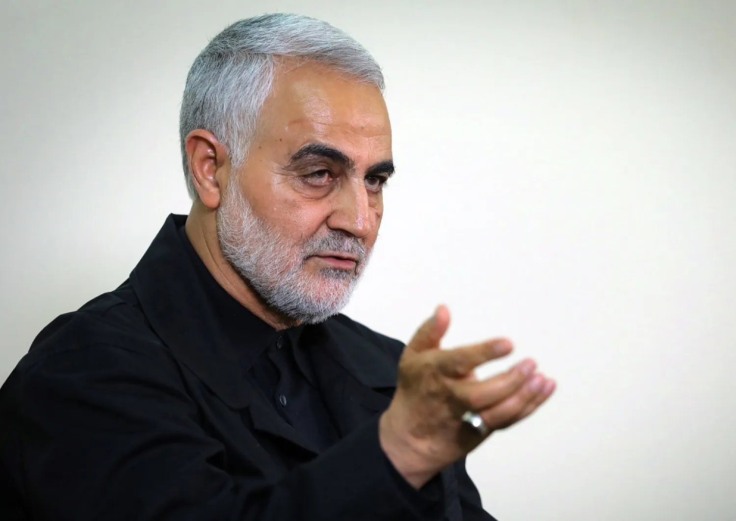 A photograph of Iranian General Qasem Soleimani, often used in news coverage during debates about U.S. strike authority and escalation