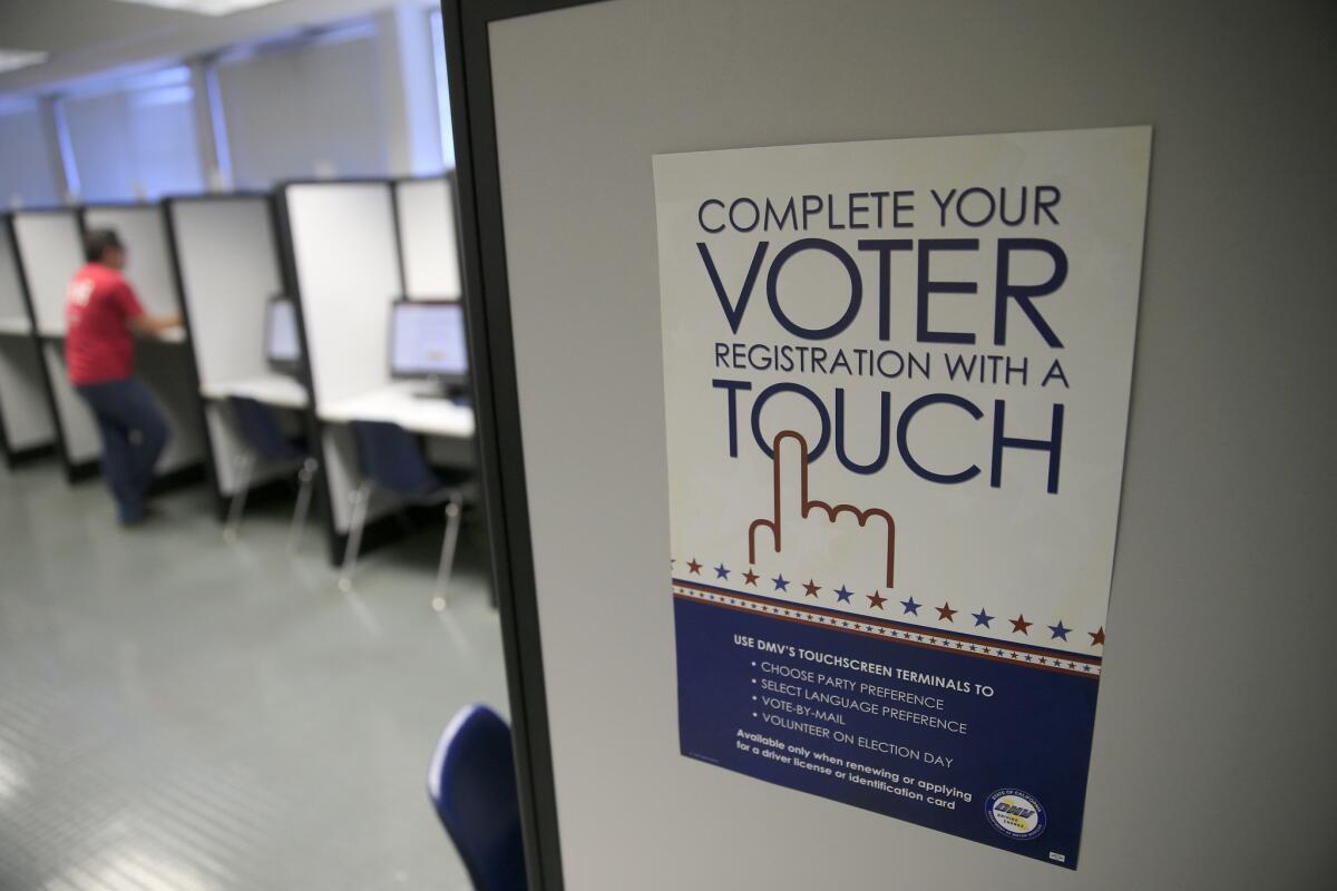 A photograph of a New Jersey Motor Vehicle Commission facility or sign, representing the state agency channel where voter registration may be initiated during motor vehicle transactions