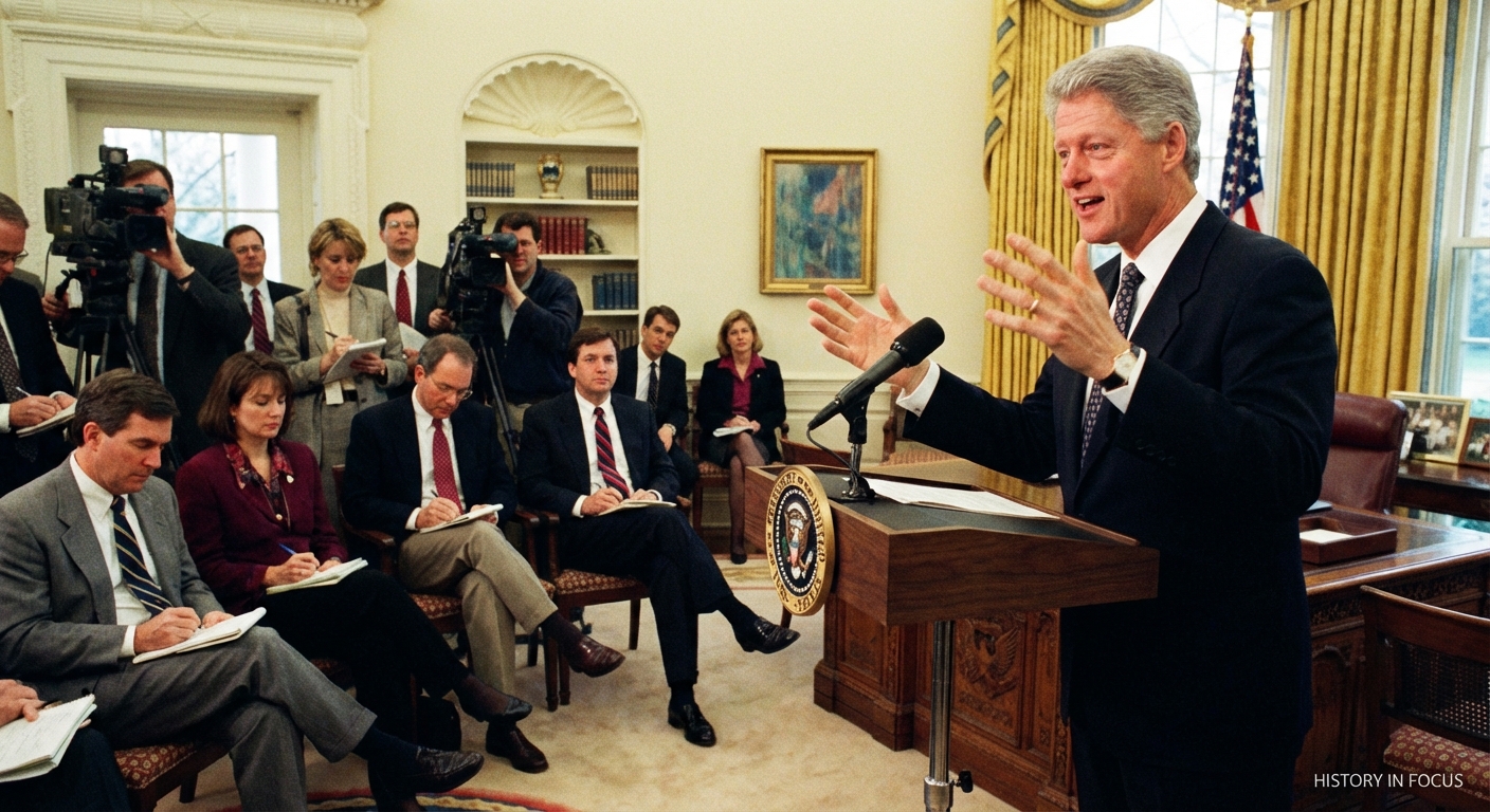 Bill Clinton delivering a speech in the Oval Office, highlighting his communication skills