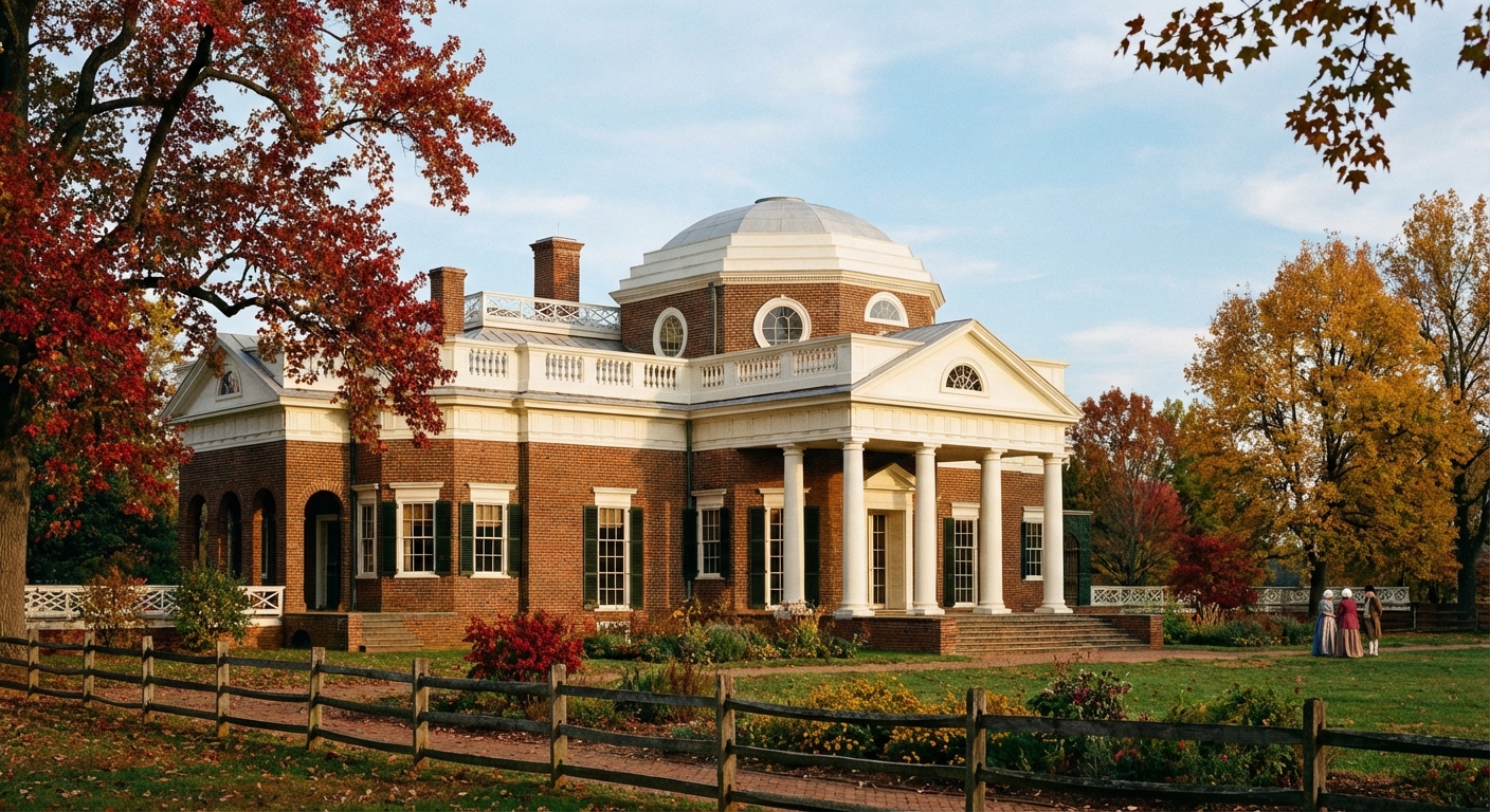Exterior view of Thomas Jefferson's Monticello plantation home