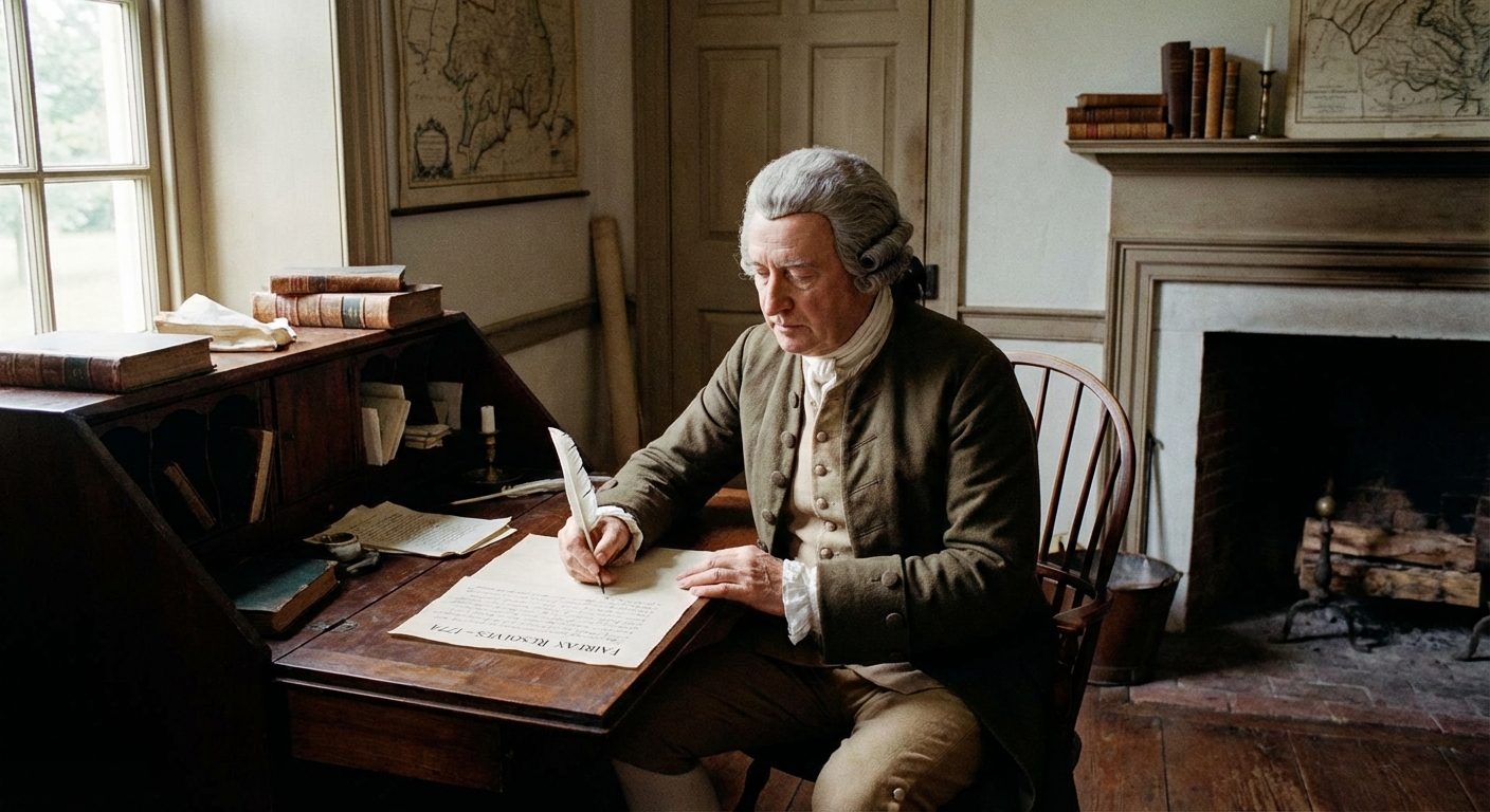 George Mason writing the Fairfax Resolves document