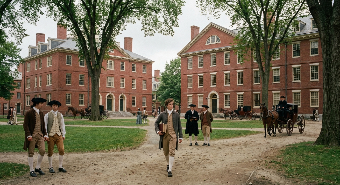 Harvard College campus in the late 1700s where Rufus King studied