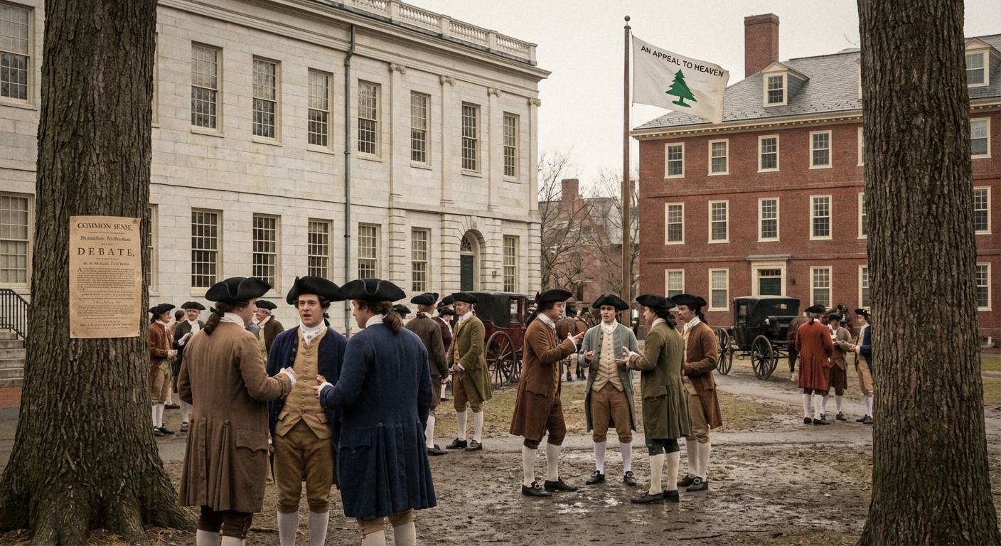 Harvard College in the late 18th century, where political discussions were shaping the American Revolution