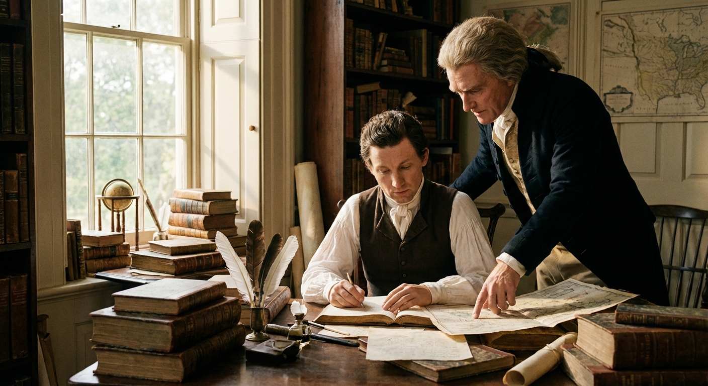 James Monroe studying under the guidance of Thomas Jefferson