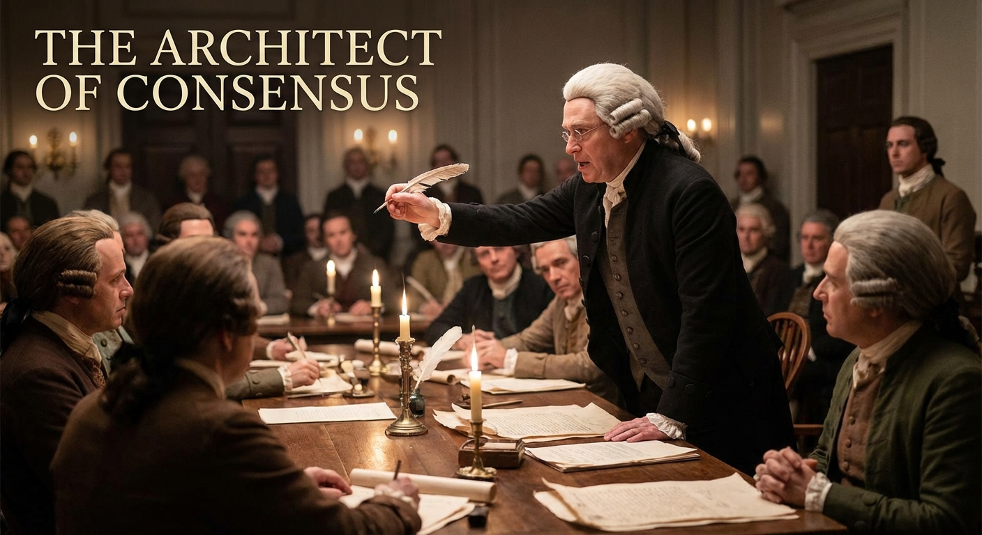 James Wilson actively participating in the Constitutional Convention, debating and shaping key provisions of the U.S. Constitution.