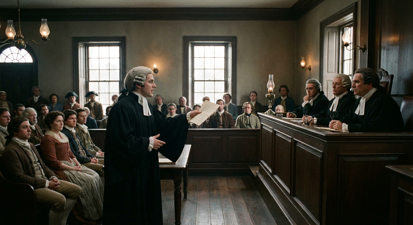 John Jay arguing a case in court as a young lawyer