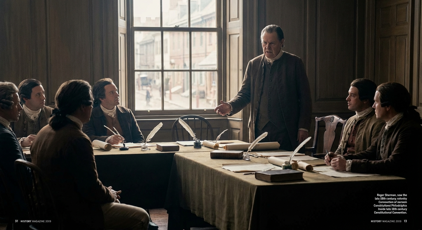 Roger Sherman at the Constitutional Convention, advocating for the Connecticut Compromise