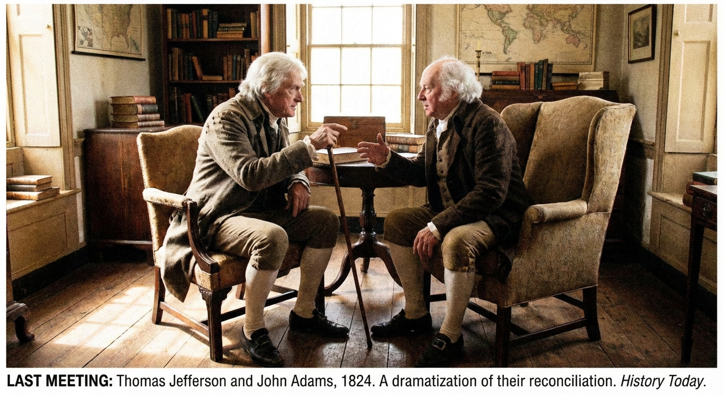 The final meeting between Thomas Jefferson and John Adams near the end of their lives