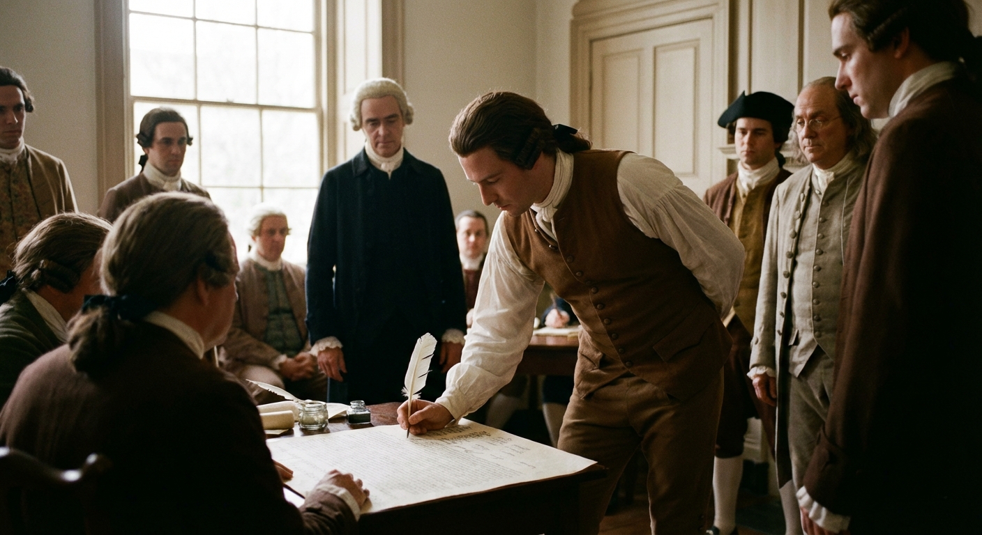 Thomas Heyward Jr. signing the Declaration of Independence