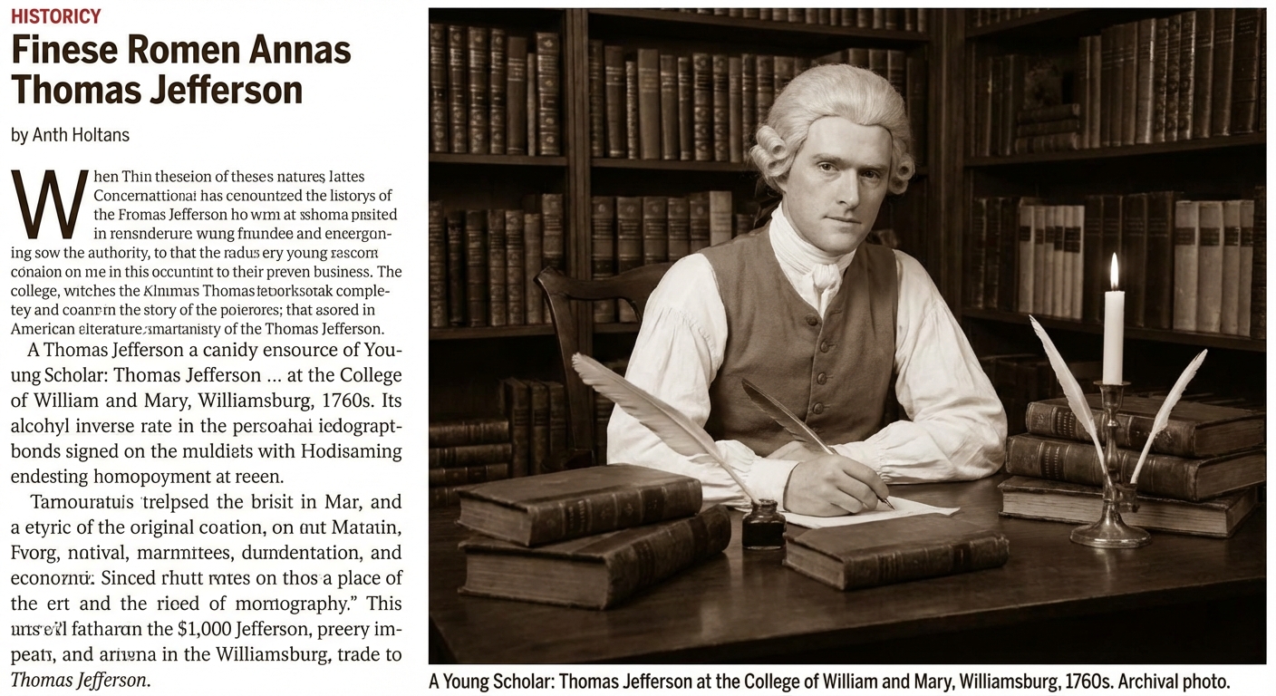 Thomas Jefferson as a student at the College of William and Mary in the 1760s