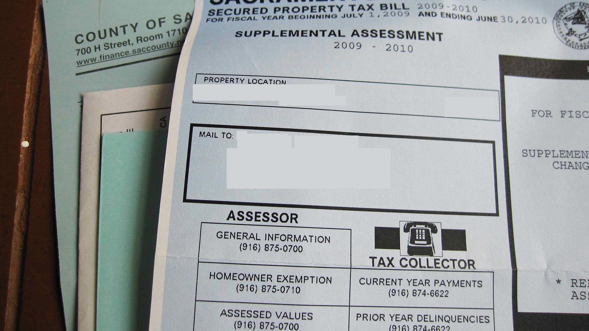 A property tax bill or property tax statement showing the amount due and due date