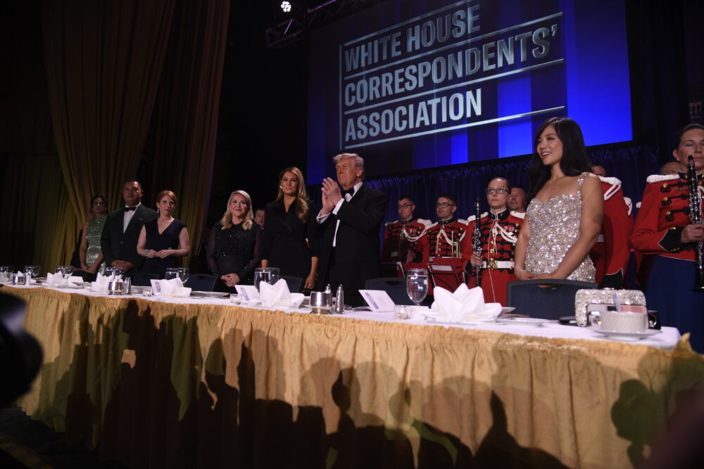 A public event photo related to the White House Correspondents’ Association, showing press and officials in a formal setting