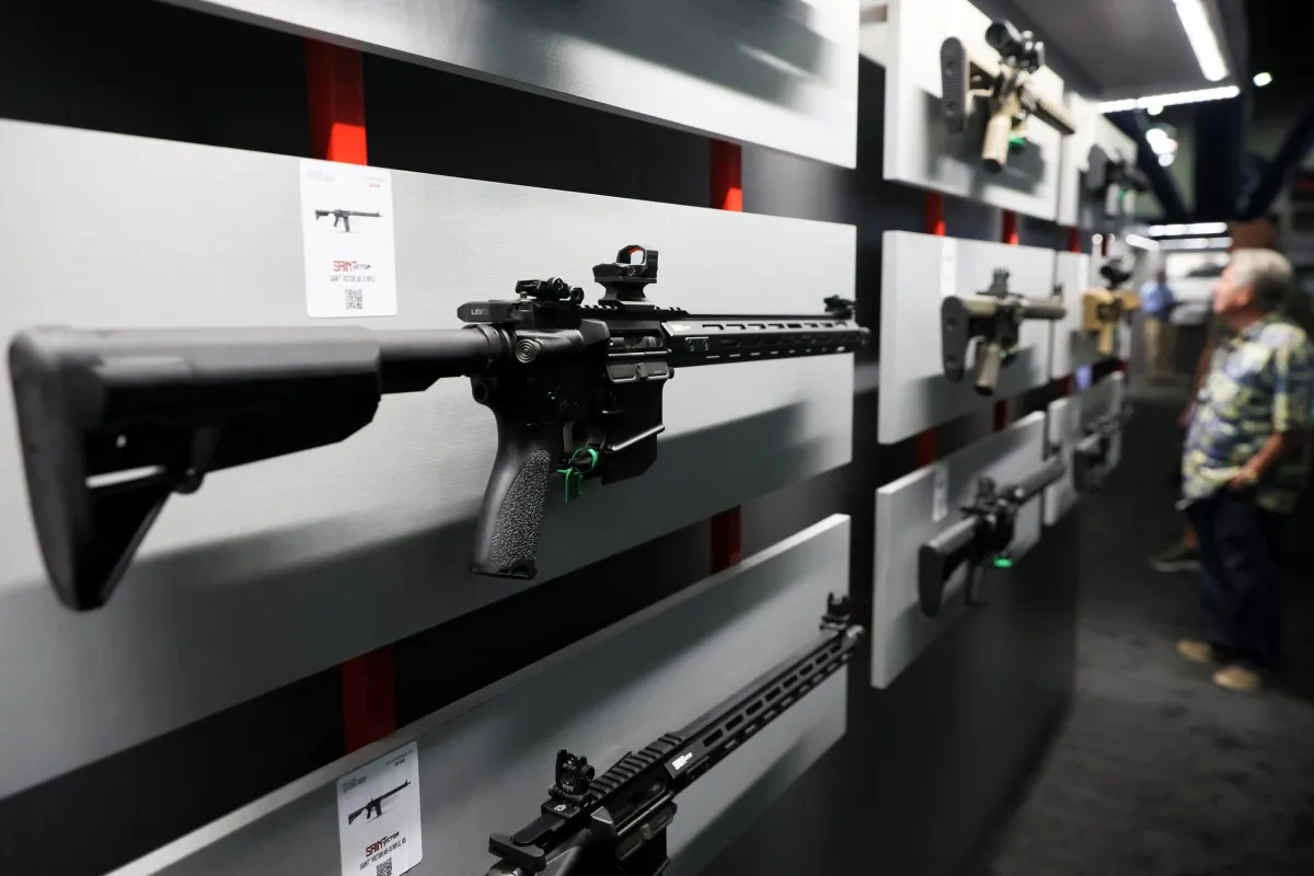 A sign about background checks or firearm purchase procedures, illustrating the kind of process that would apply if certain airguns were reclassified