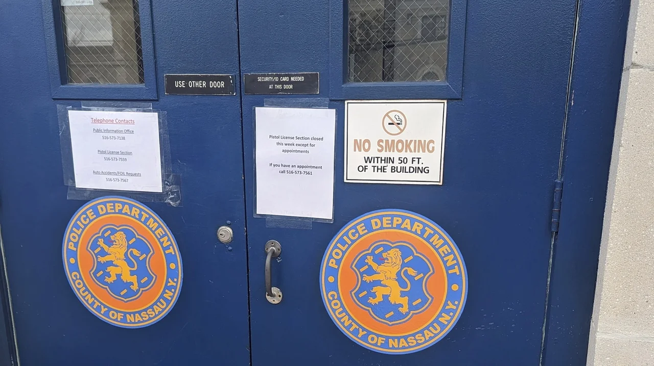 A sign or entrance associated with Nassau County Police pistol licensing operations
