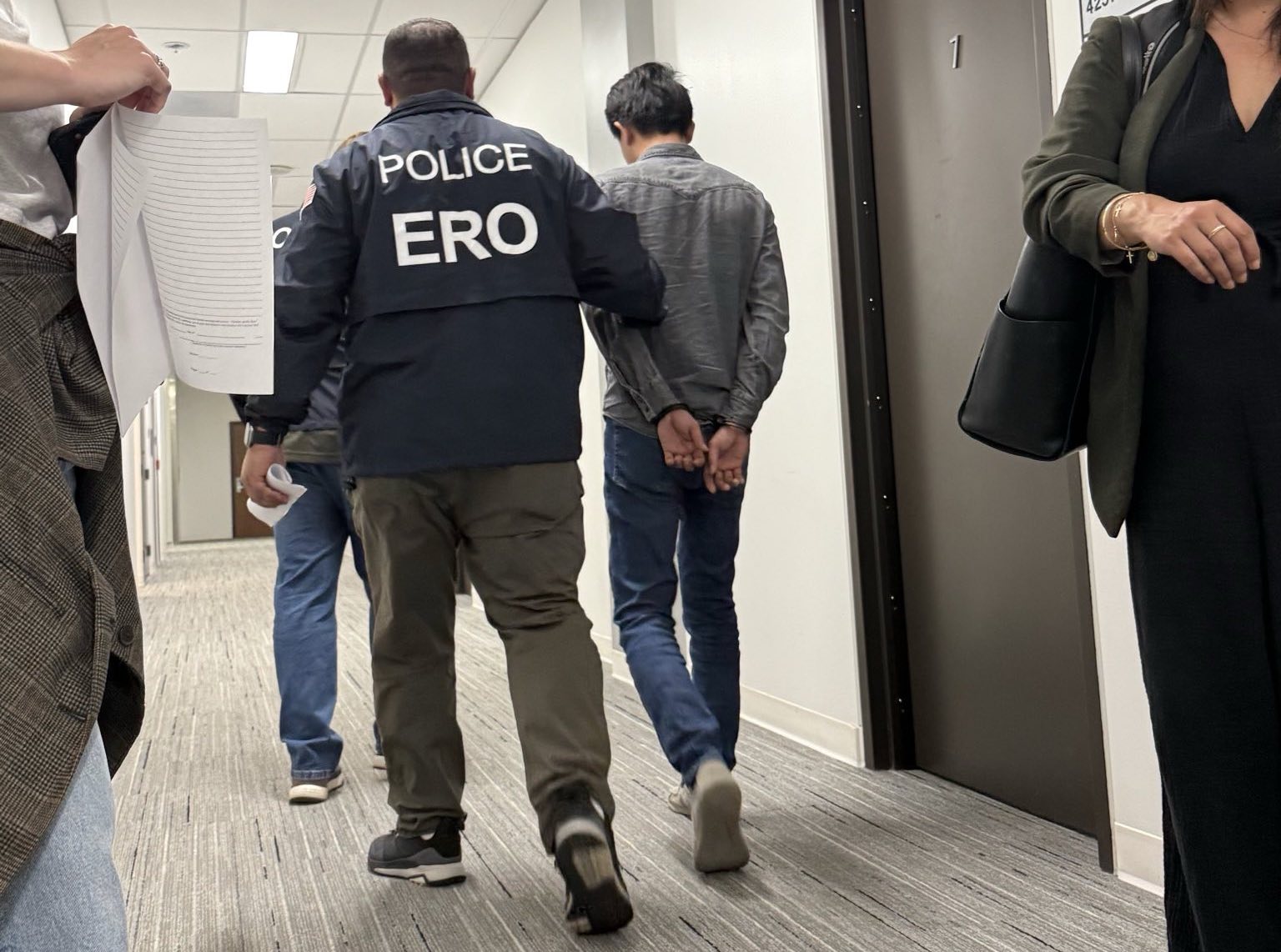 A sign outside an immigration court at the Ted Weiss Federal Building in New York.