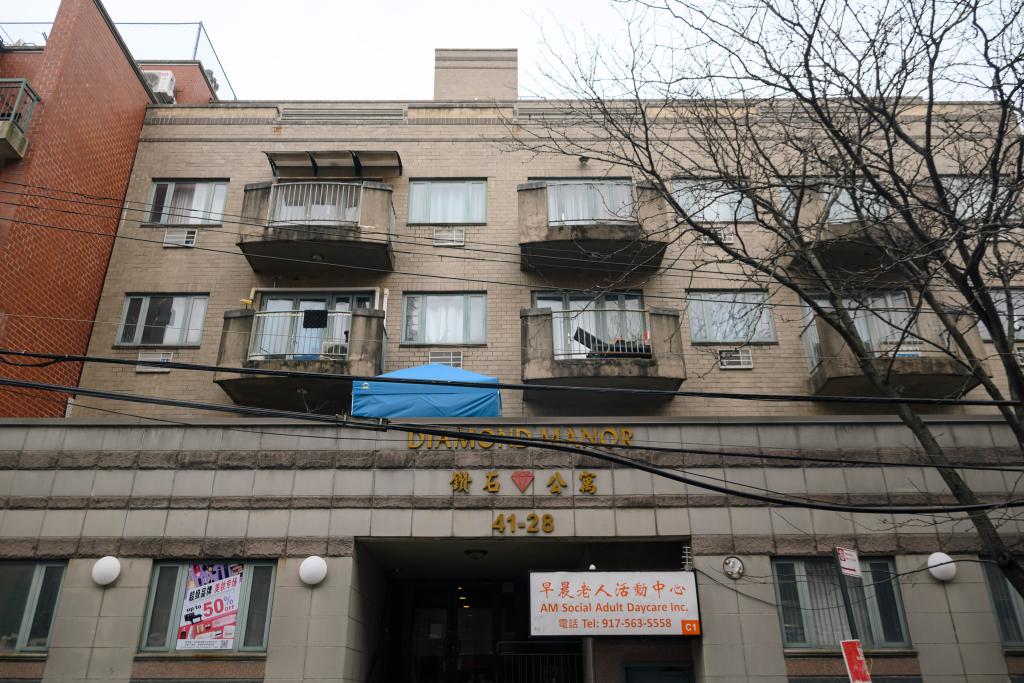 A street scene in Flushing, Queens, New York.