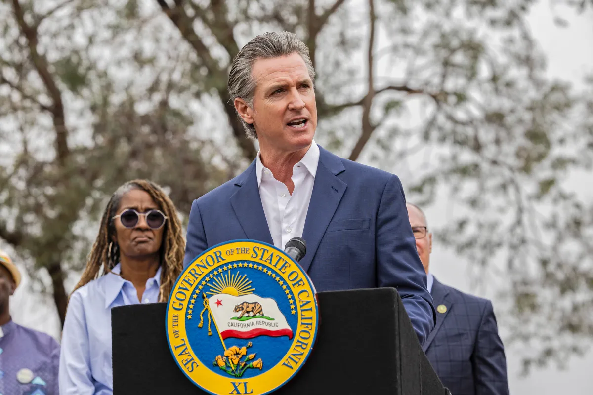 California Gov. Gavin Newsom at the California Economic Summit in Long Beach, California on Oct. 14, 2026
