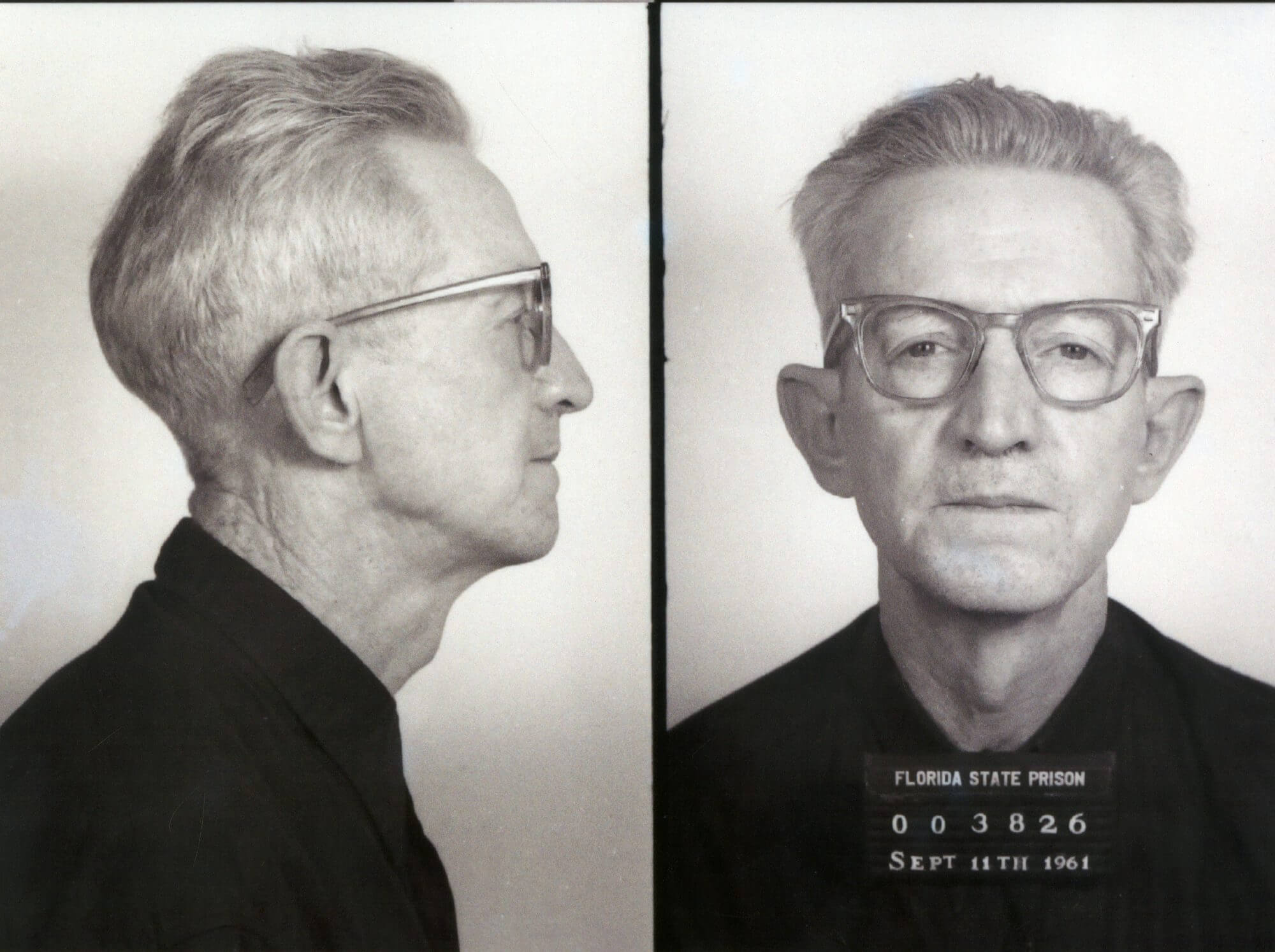 Clarence Earl Gideon standing near the U.S. Supreme Court building in Washington, DC, in a realistic news photography style, wearing mid-century clothing and looking toward the courthouse steps