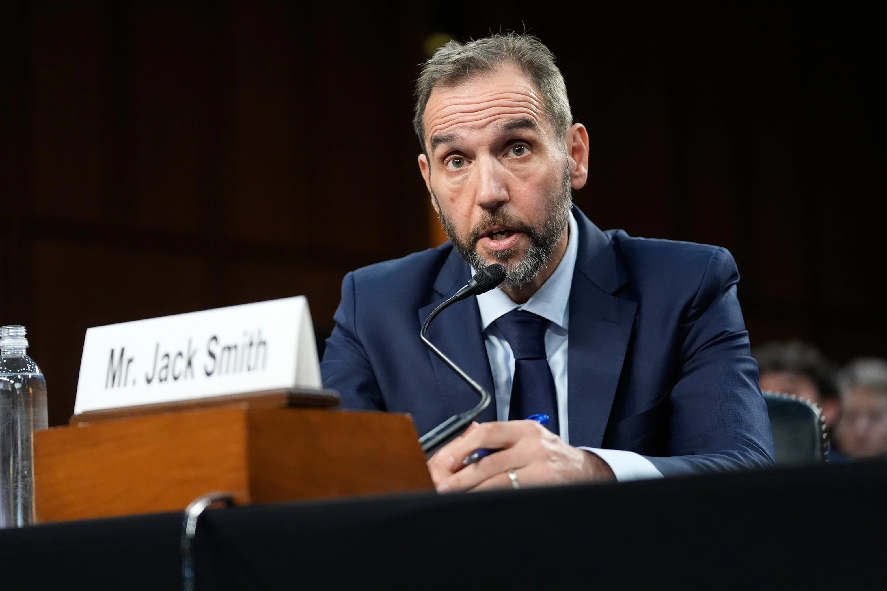 Former special counsel Jack Smith testifying before the Senate Judiciary Committee in Washington