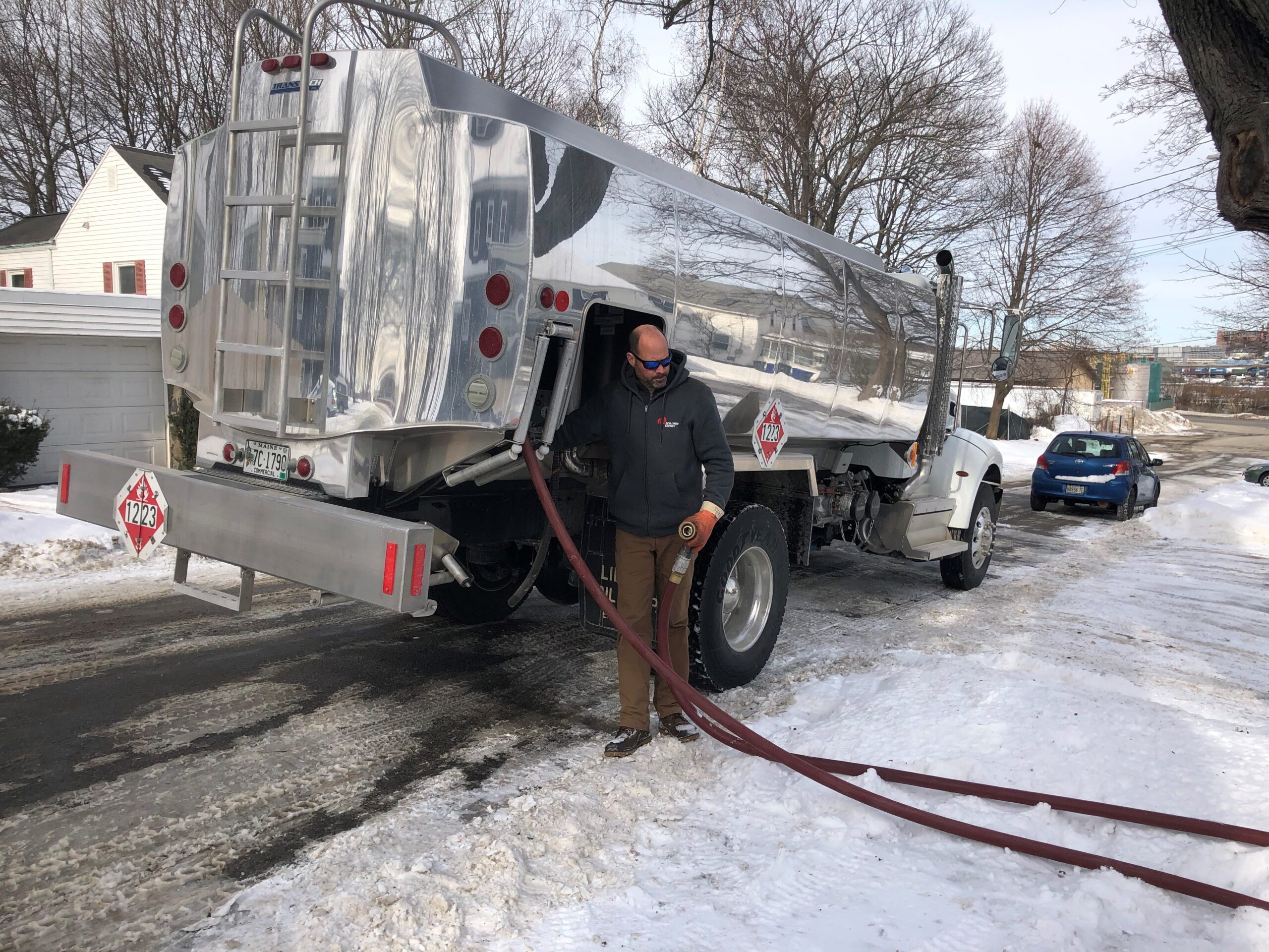 Fuel trucks lined up in the New York area during Hurricane Sandy-era disruptions, as officials took emergency steps to keep supplies moving