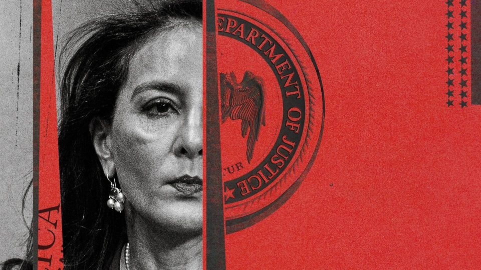 Harmeet Dhillon, the Assistant Attorney General, walking outside a federal building in Washington, D.C., candid news photograph style