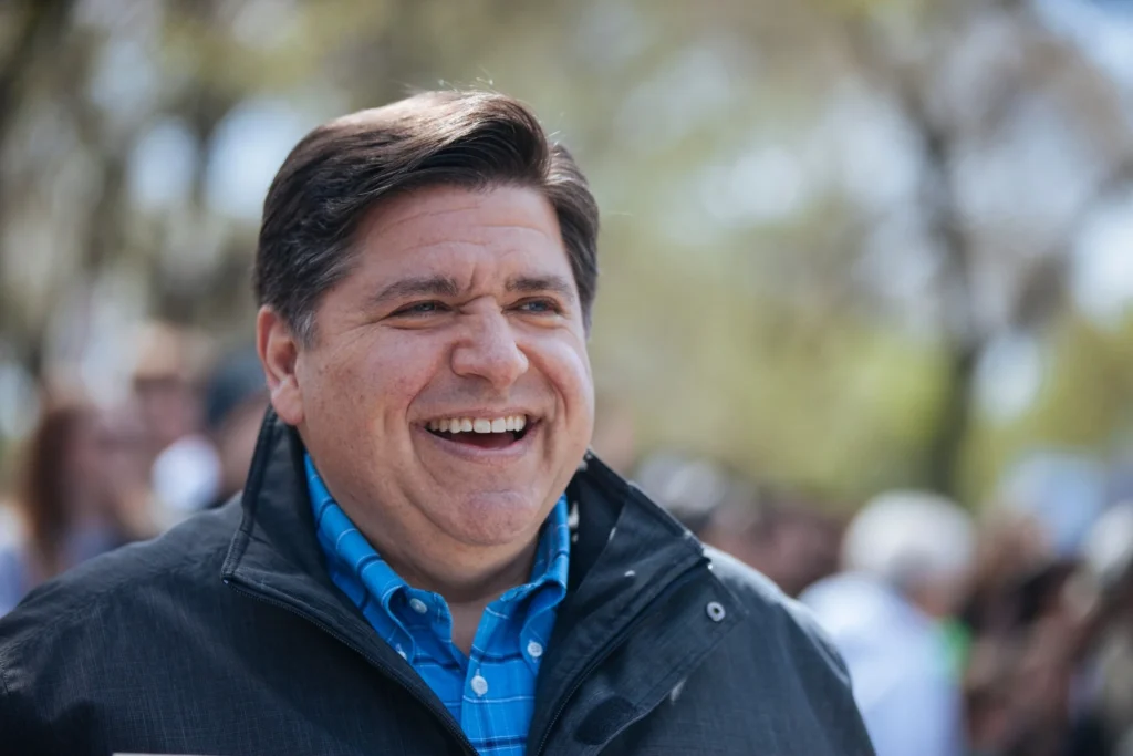 Illinois Governor J.B. Pritzker and former New Jersey Governor Chris Christie in separate public, press-style photographs
