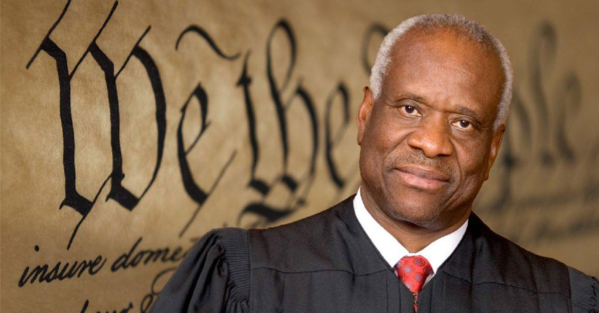 Justice Clarence Thomas outside the U.S. Supreme Court building in Washington, D.C.