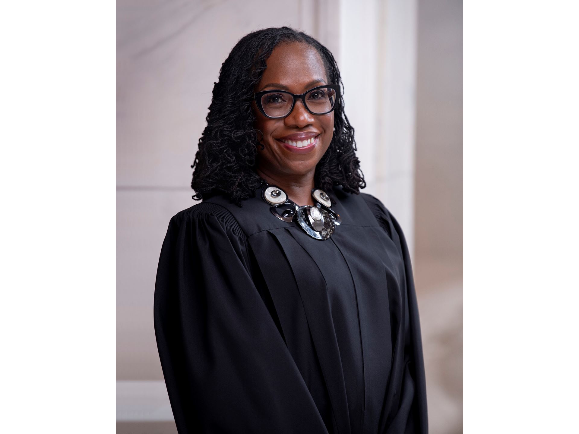 Justice Ketanji Brown Jackson outside the U.S. Supreme Court building in Washington, D.C.