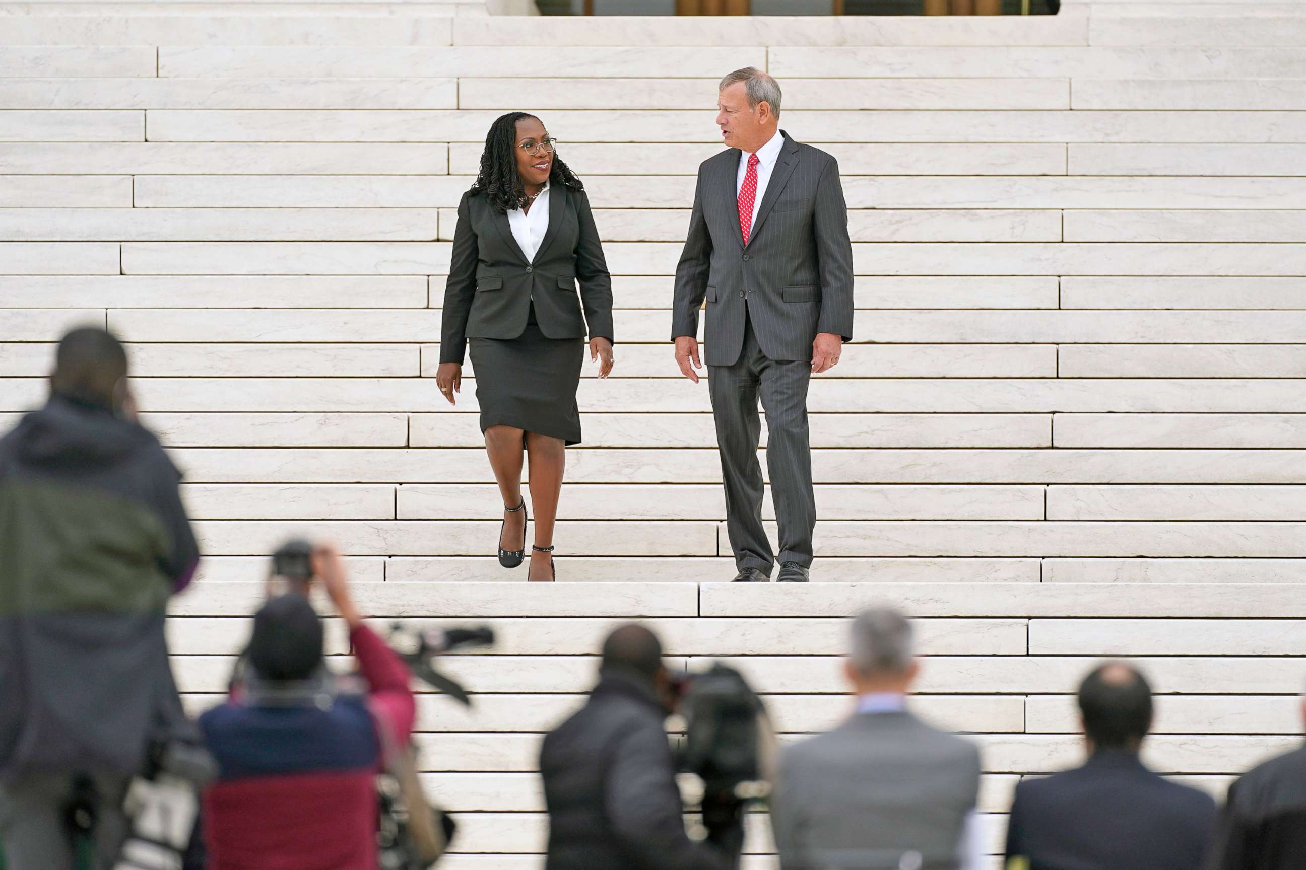 Justice Ketanji Brown Jackson outside the U.S. Supreme Court building in Washington, D.C., during a public appearance