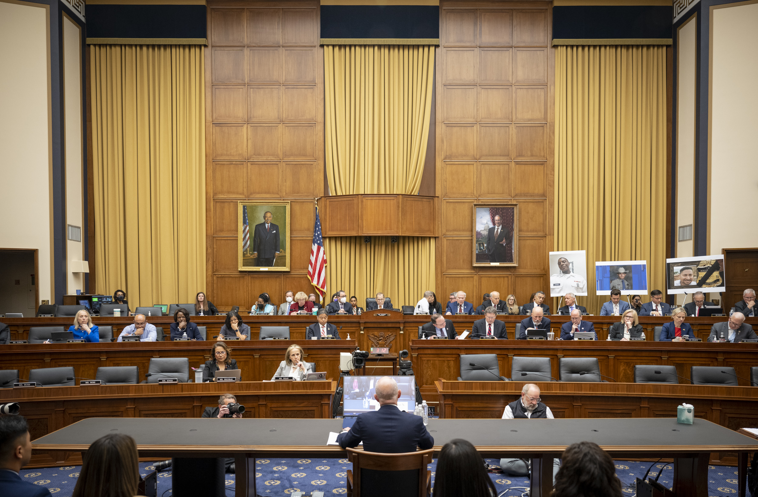 Members of the House Judiciary Committee seated at the dais during a hearing