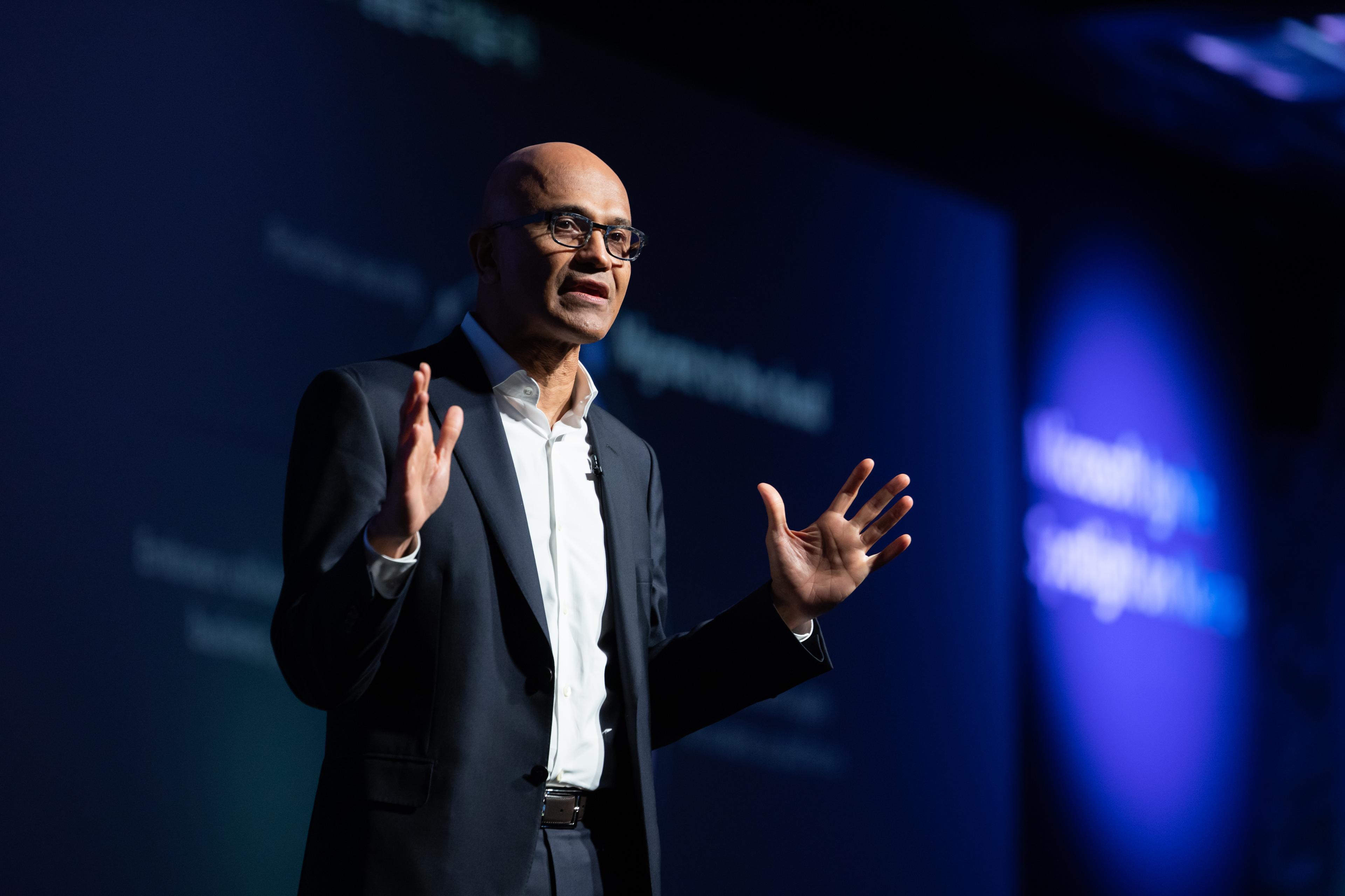 Microsoft CEO Satya Nadella at a public event.