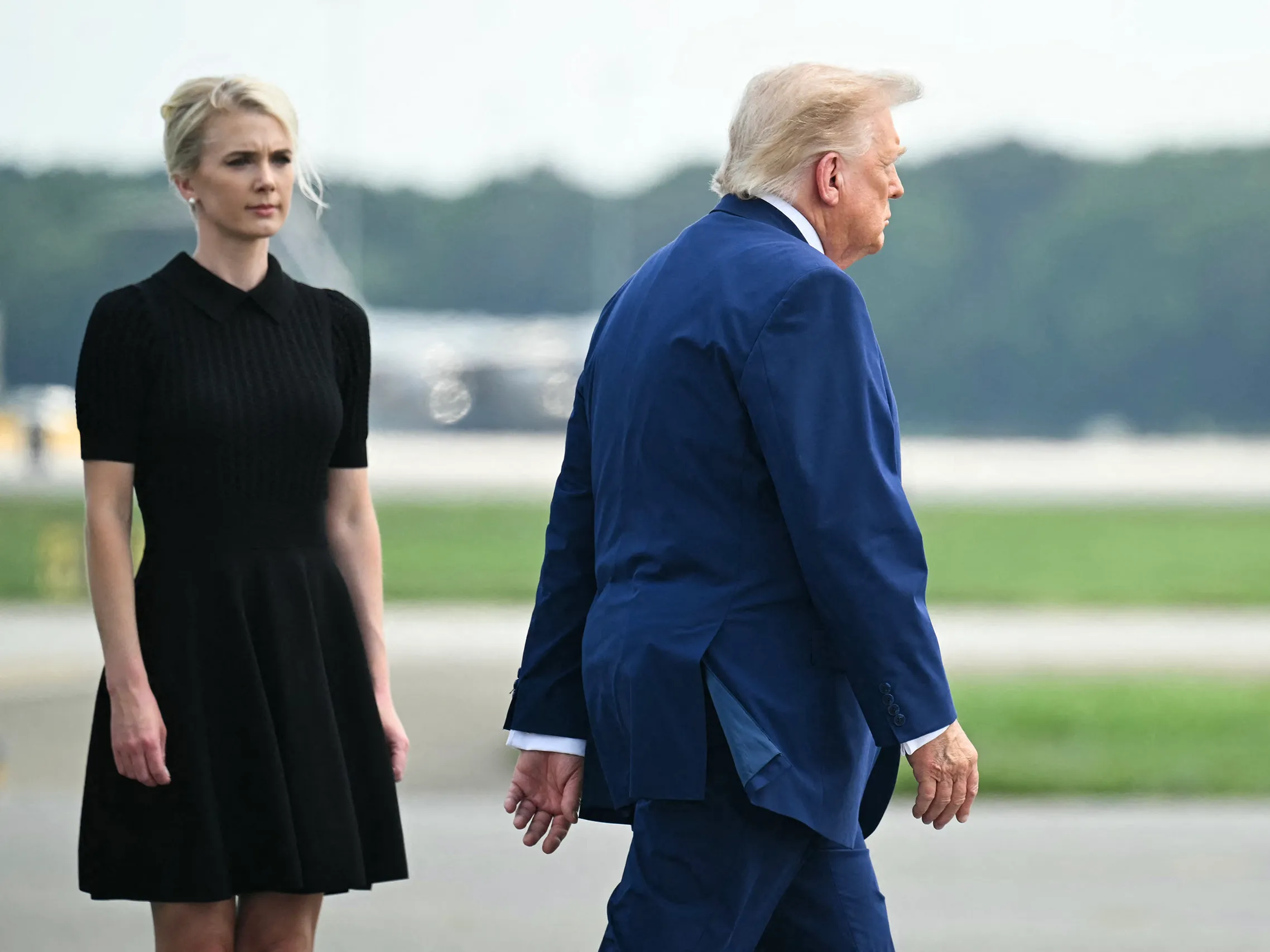 Natalie Harp, a West Wing aide, accompanying President Donald Trump during a public appearance