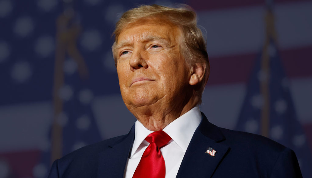 President Donald Trump outside the U.S. Supreme Court in connection with an immigration-related dispute.