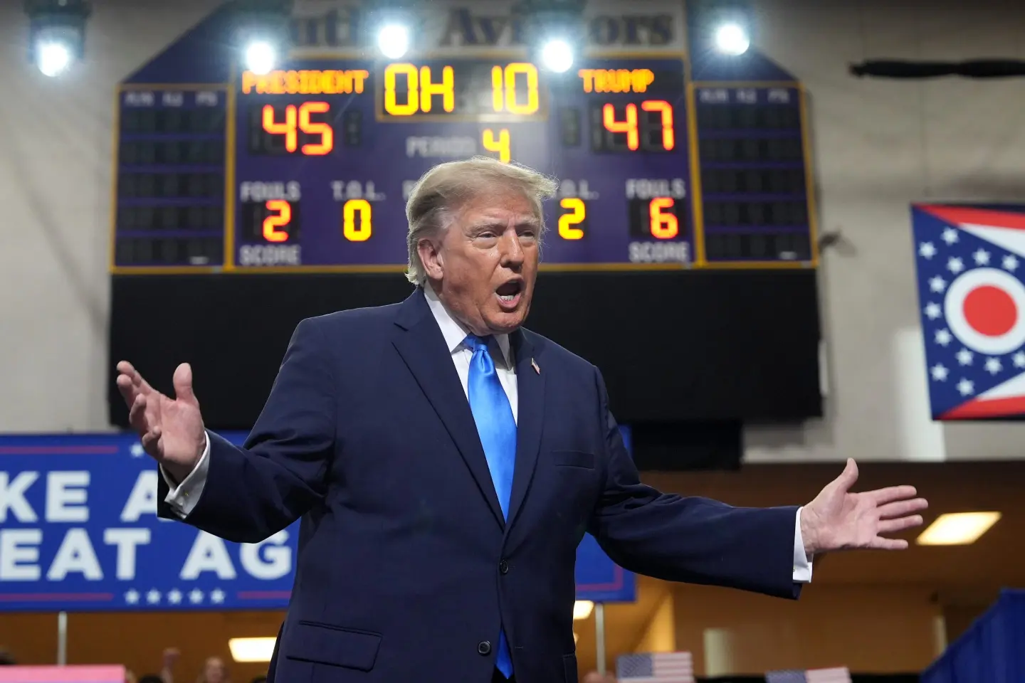President Donald Trump speaking at a public event.