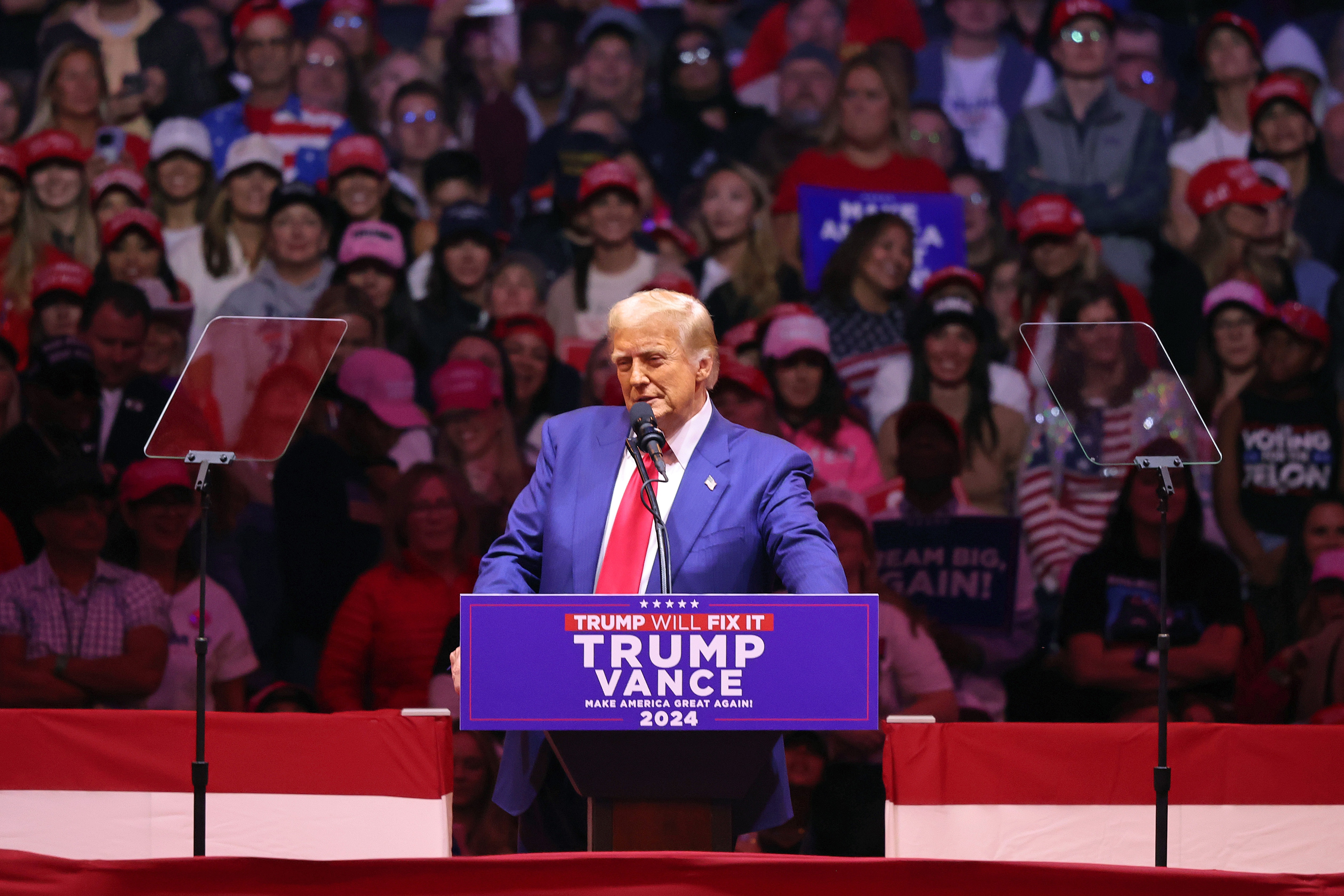 President Donald Trump speaking at the Republican midterm convention in Dallas