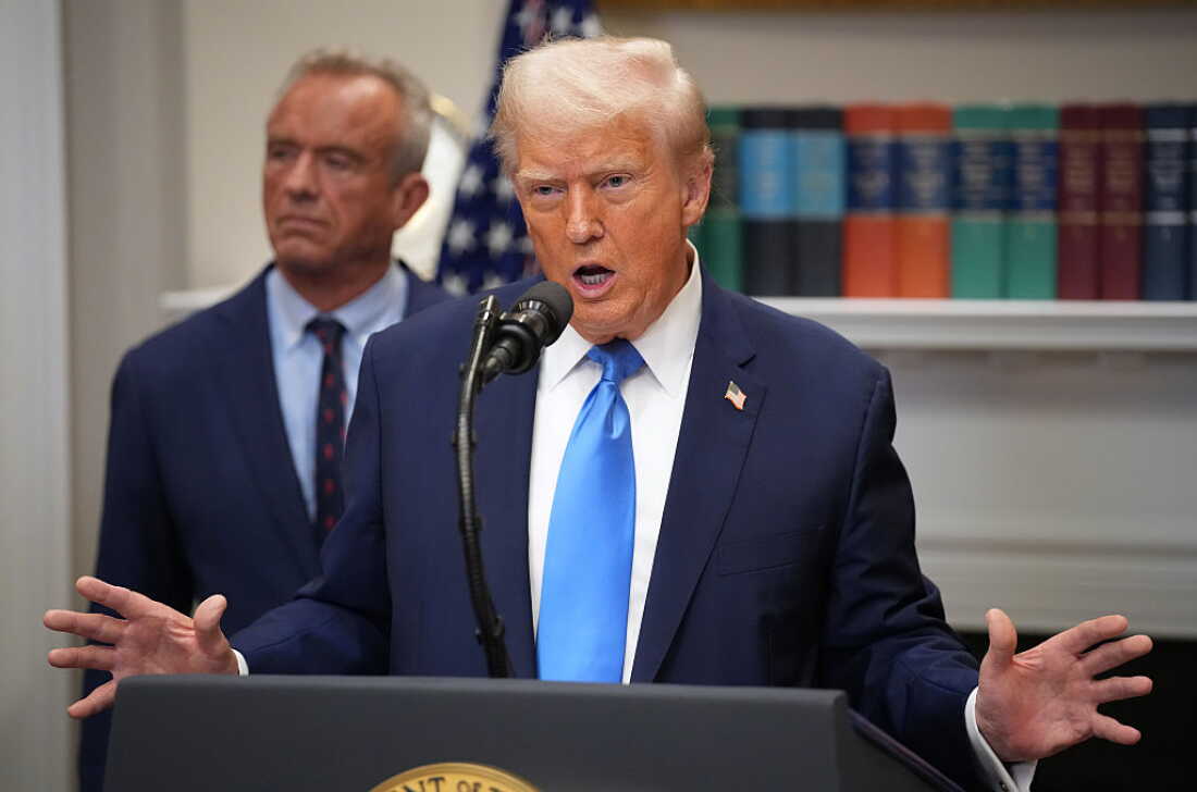 President Donald Trump speaks during the Republicans' midterm convention in Dallas.