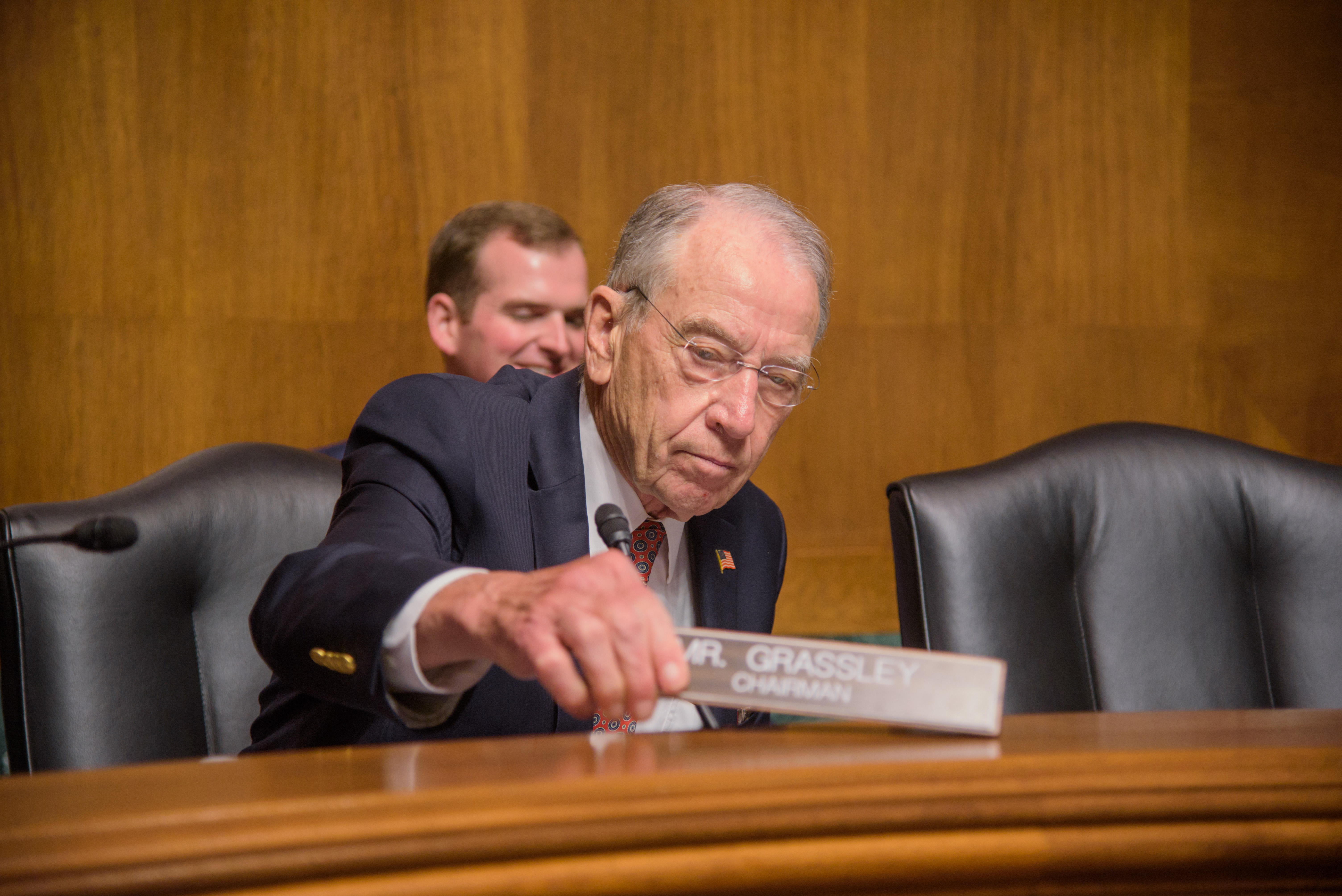 Sen. Chuck Grassley speaks at a Senate Judiciary Committee hearing in Washington, D.C., seated at the dais with microphones.