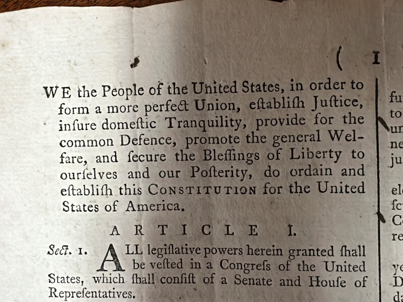 Text of the U.S. Constitution showing Article IV, Section 1, the Full Faith and Credit Clause.