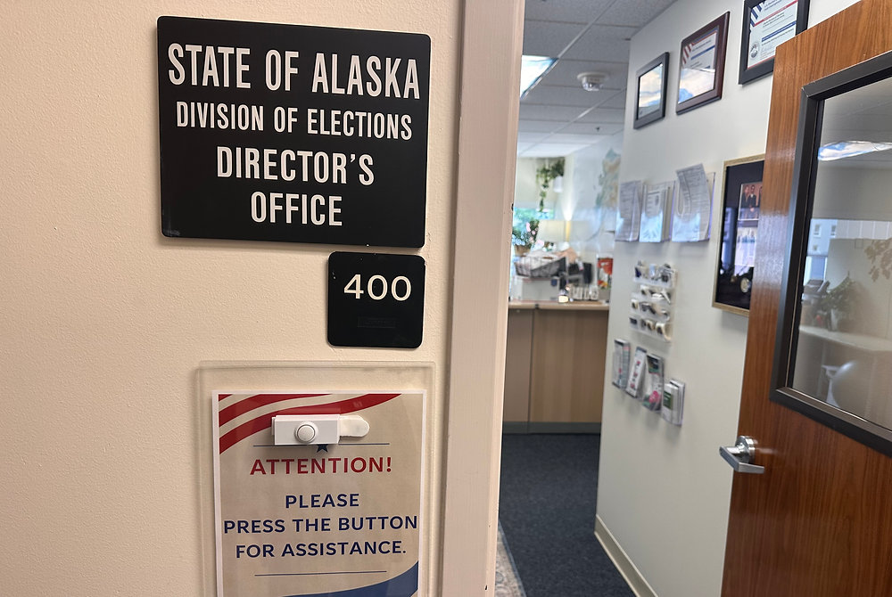 The Alaska Division of Elections office in Juneau, Alaska, showing the building exterior and signage