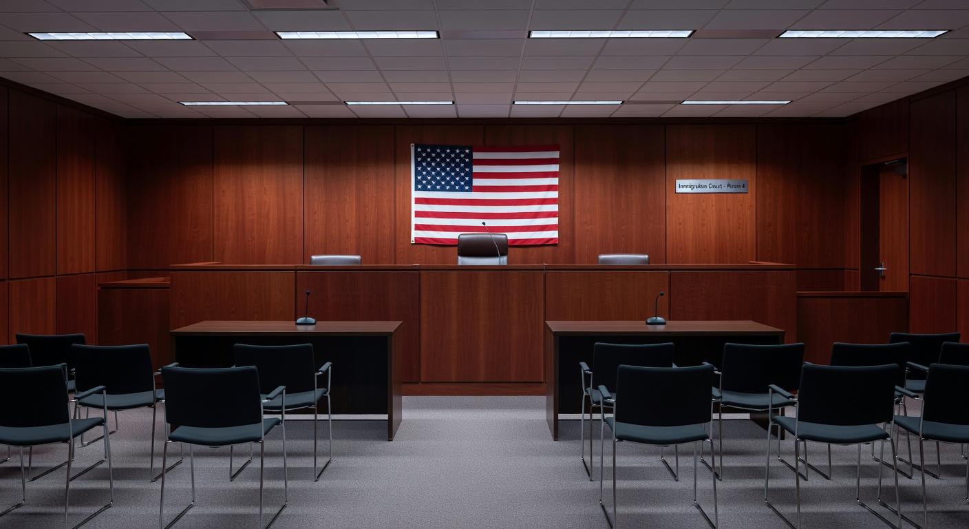 The Executive Office for Immigration Review building in Falls Church, Virginia, which administers the immigration court system