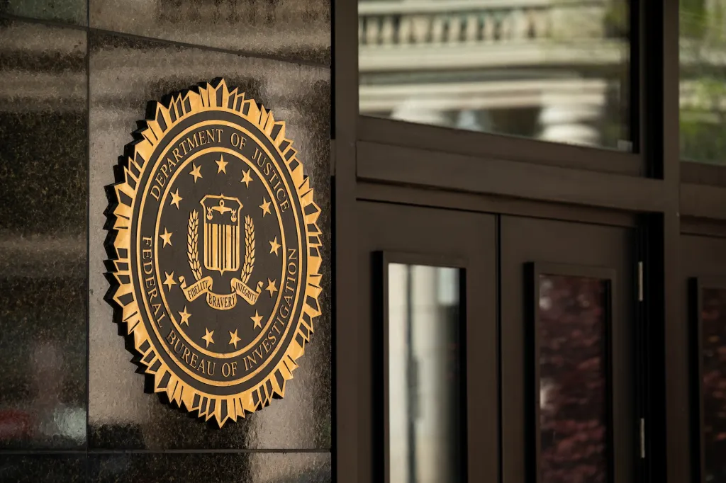 The FBI seal displayed at a federal law enforcement facility